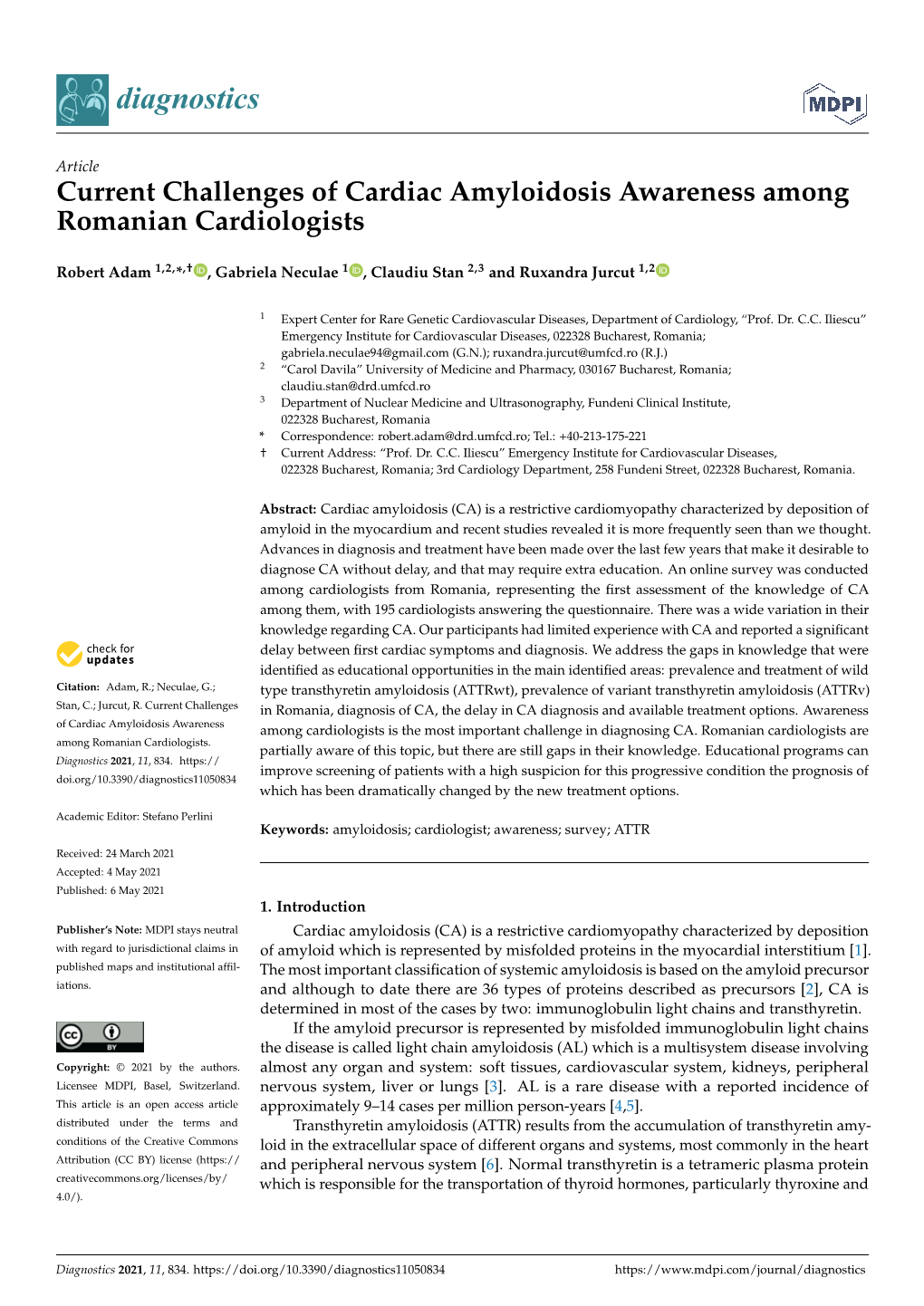 Current Challenges of Cardiac Amyloidosis Awareness Among Romanian Cardiologists