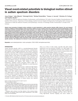 Visual Event-Related Potentials to Biological Motion Stimuli in Autism Spectrum Disorders