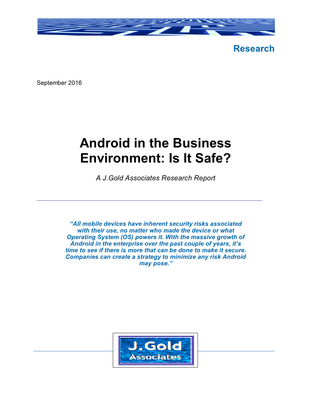 Android in the Business Environment: Is It Safe?