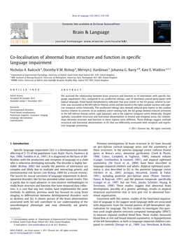 Co-Localisation of Abnormal Brain Structure and Function in Specific