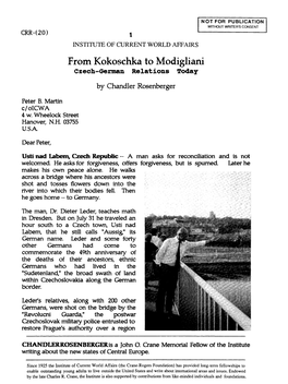 From Kokoschka to Modigliani Czech-German Relations Today