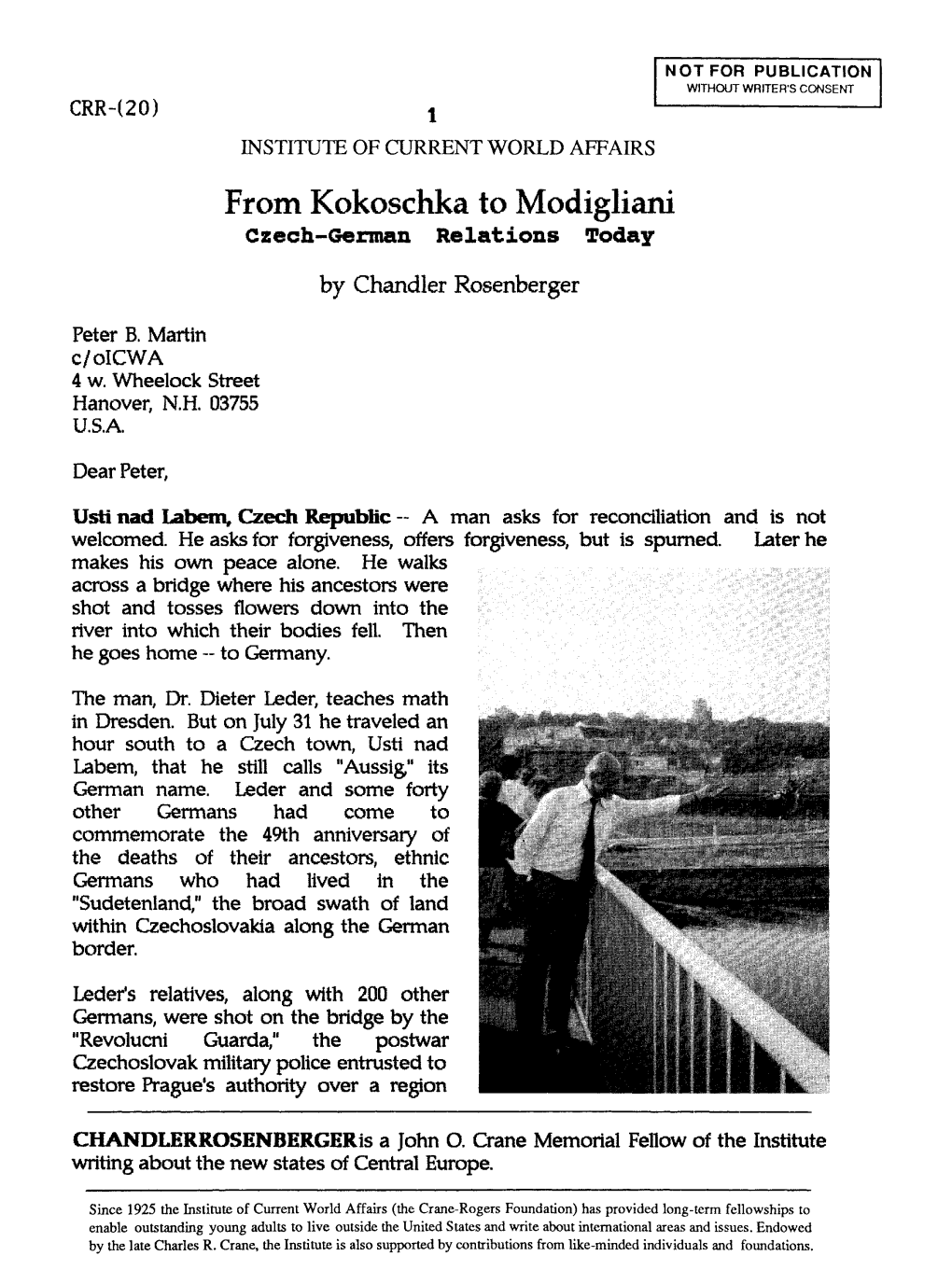 From Kokoschka to Modigliani Czech-German Relations Today