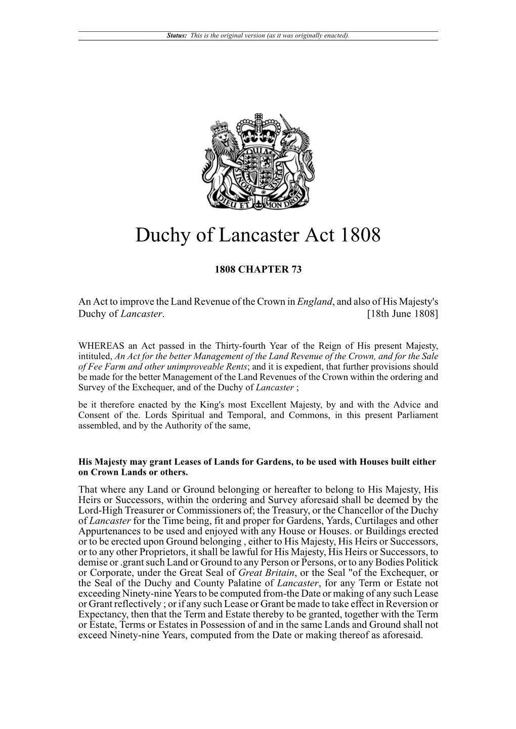 Duchy of Lancaster Act 1808