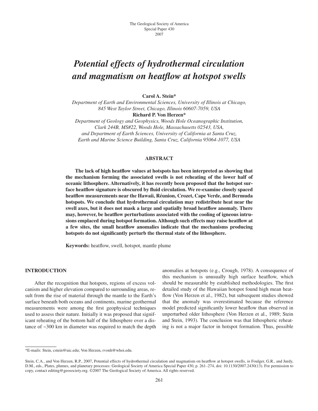 Potential Effects of Hydrothermal Circulation and Magmatism on Heatﬂow at Hotspot Swells