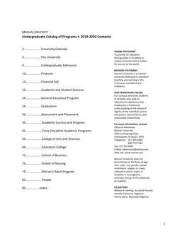 1 Undergraduate Catalog of Programs • 2019-2020 Contents