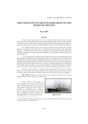 Umit Sang Into to Crete Water; Crete to the Heart of Cretans