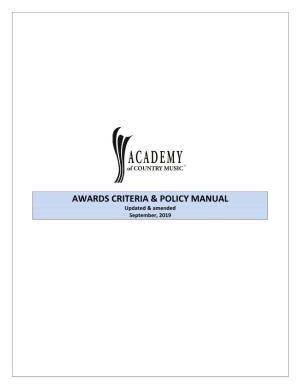 ACM Awards Criteria and Policy
