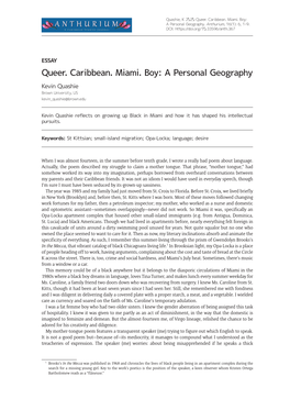 Queer. Caribbean. Miami. Boy: a Personal Geography