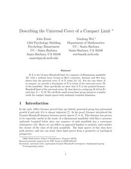 Describing the Universal Cover of a Compact Limit ∗