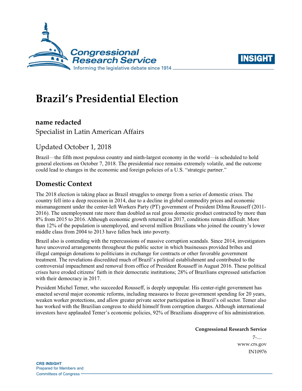 Brazil's Presidential Election