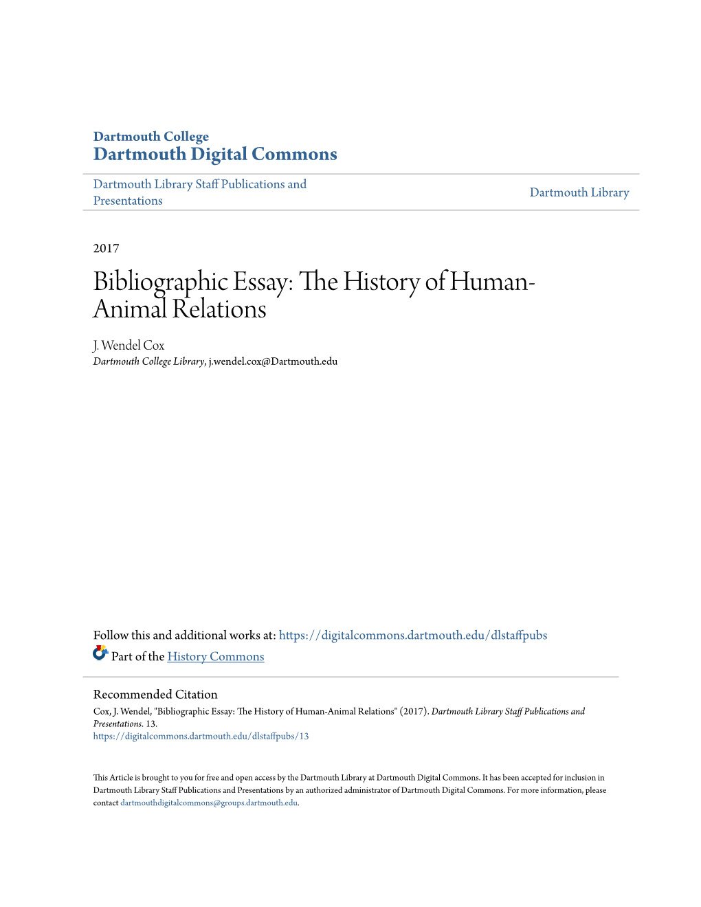 The History of Human-Animal Relations