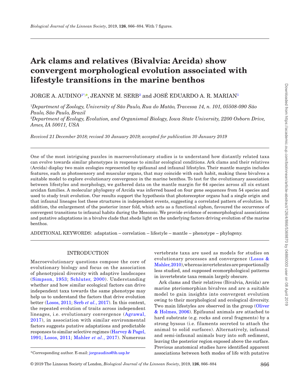 Ark Clams and Relatives (Bivalvia: Arcida) Show Convergent Morphological Evolution Associated With