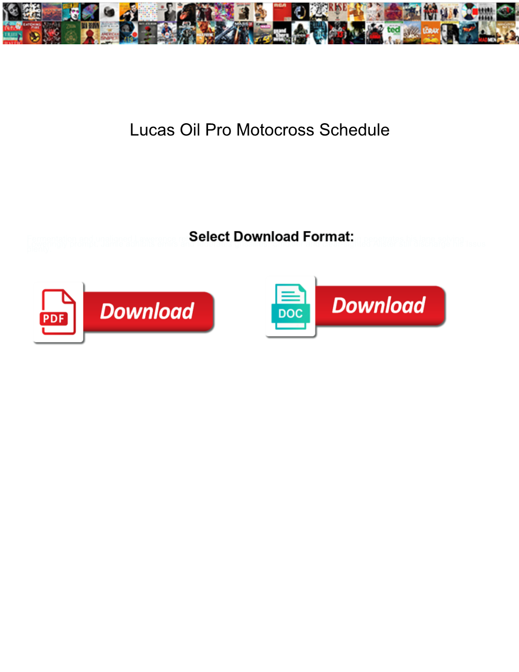 Lucas Oil Pro Motocross Schedule