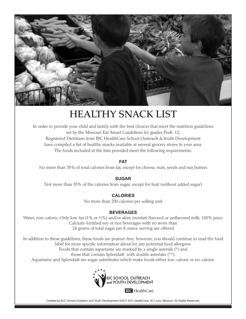 Healthy Snack List