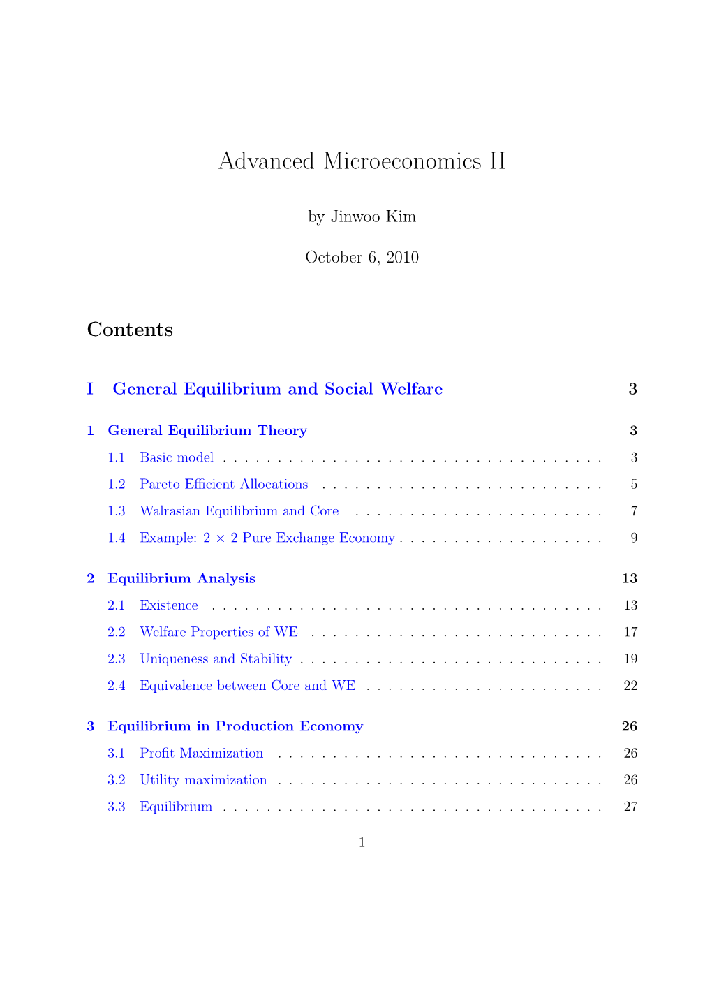 Advanced Microeconomics II