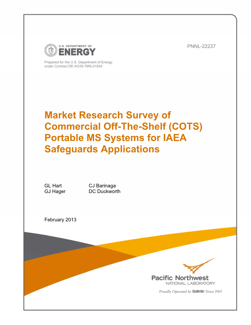 COTS) Portable MS Systems for IAEA Safeguards Applications