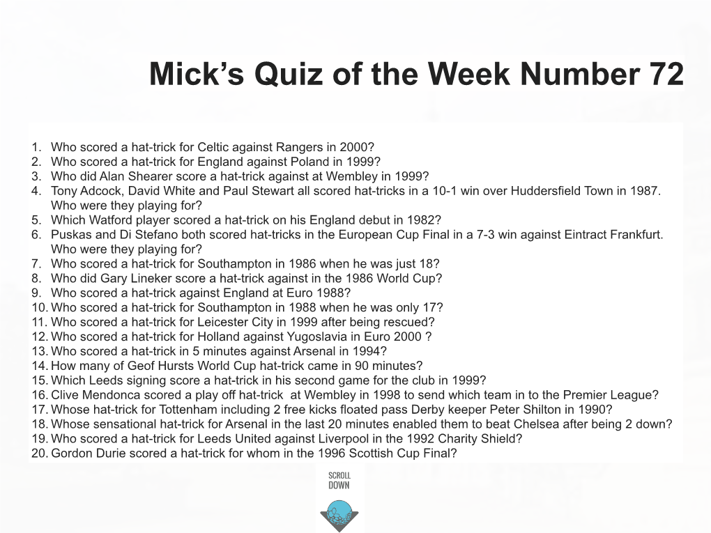 Quiz Week 72 Q&A