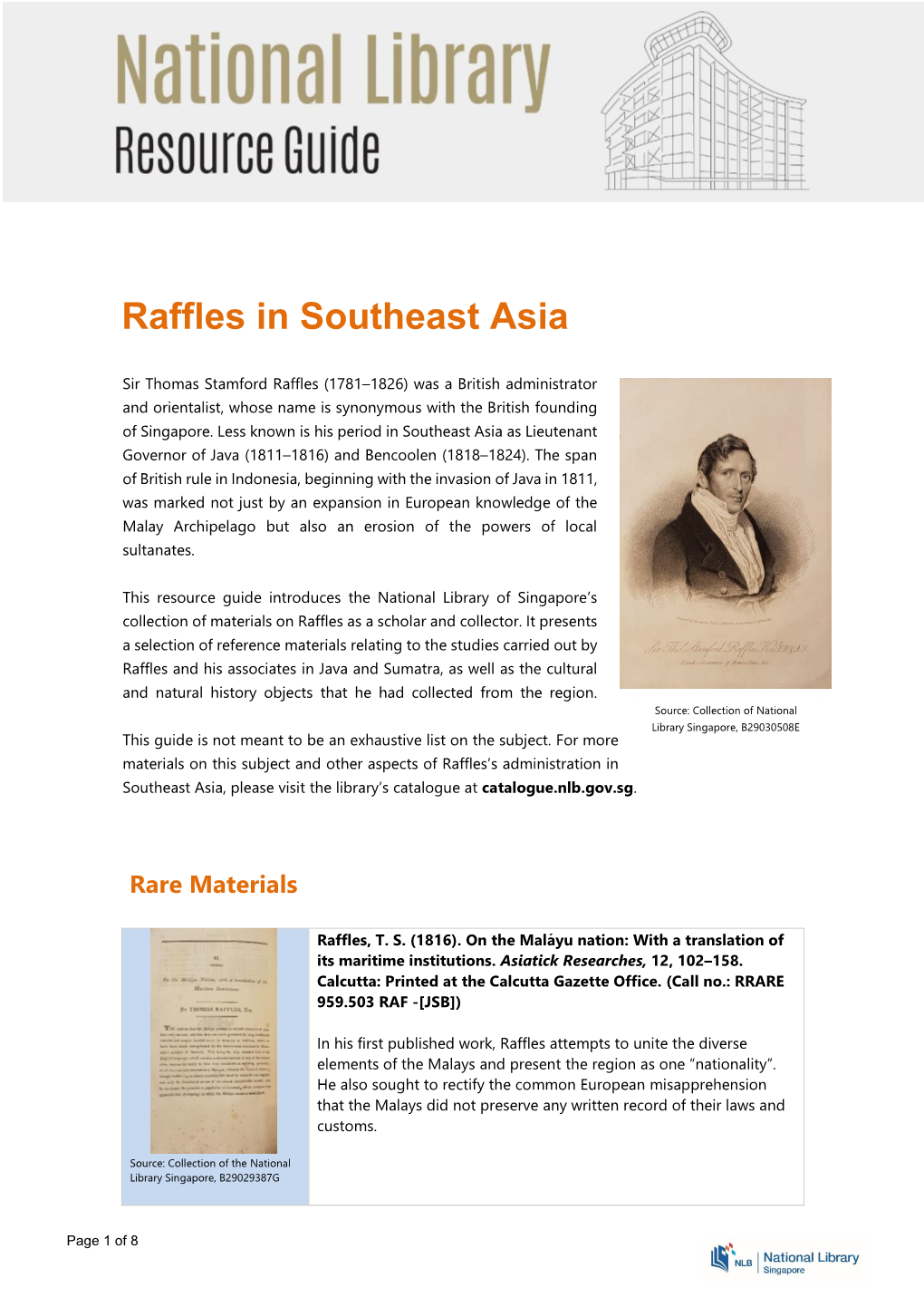 Raffles in Southeast Asia