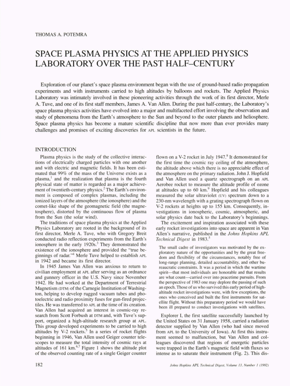 Space Plasma Physics at the Applied Physics Laboratory Over the Past Half-Century