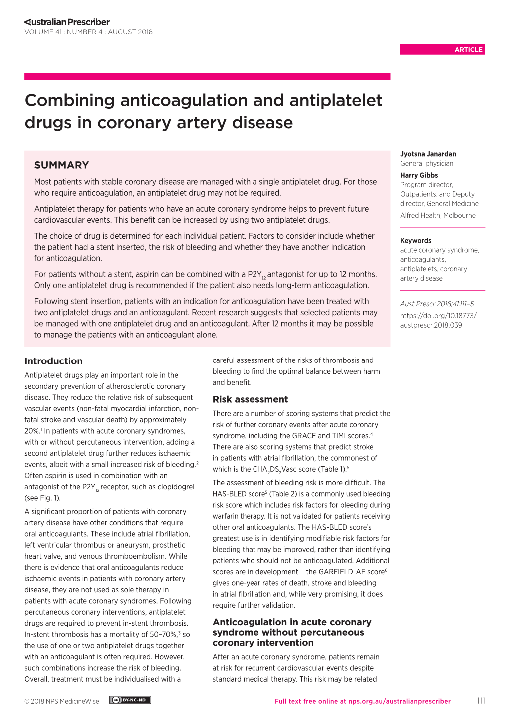 Combining Anticoagulation and Antiplatelet Drugs in Coronary Artery Disease