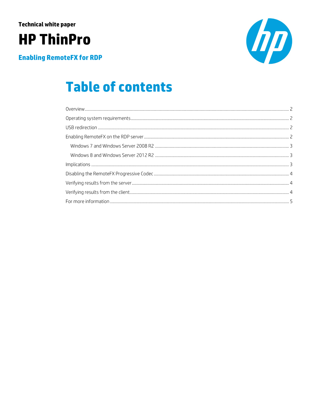 HP Thinpro Enabling Remotefx for RDP