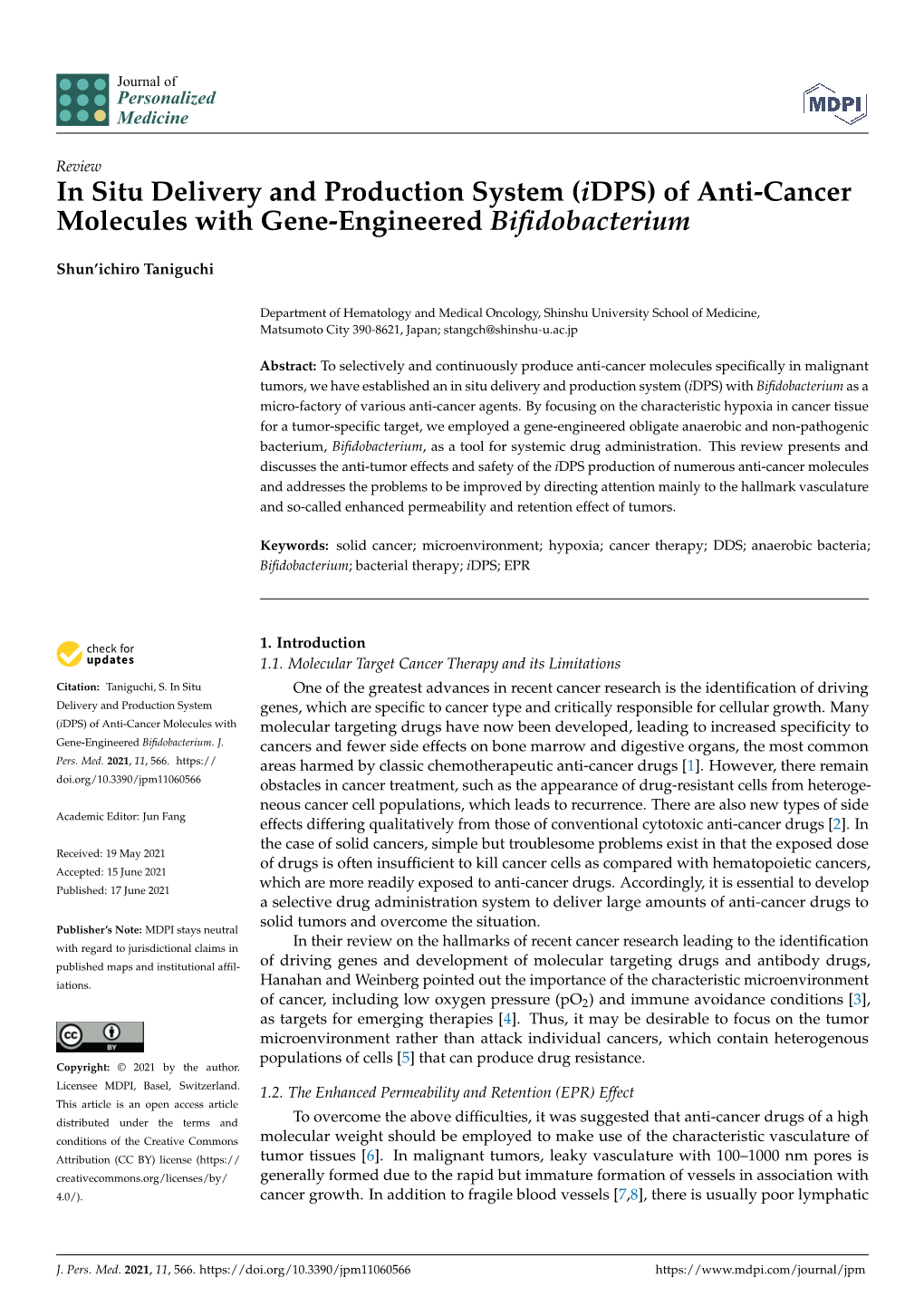 Of Anti-Cancer Molecules with Gene-Engineered Biﬁdobacterium