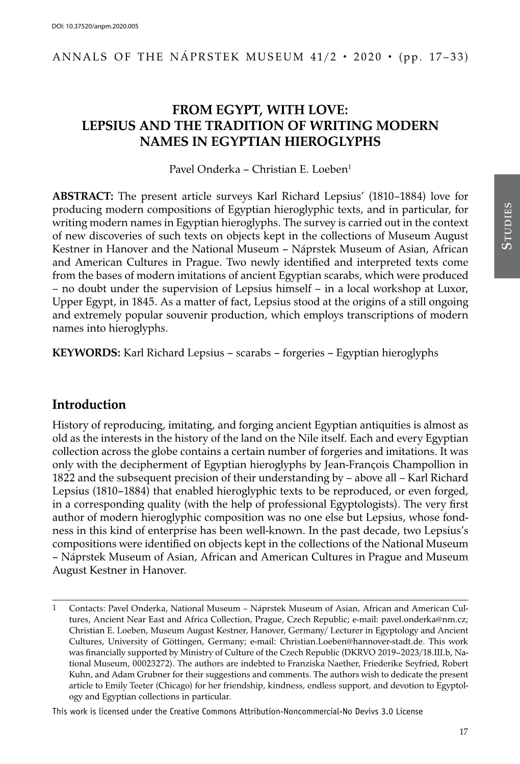 Lepsius and the Tradition of Writing Modern Names in Egyptian Hieroglyphs