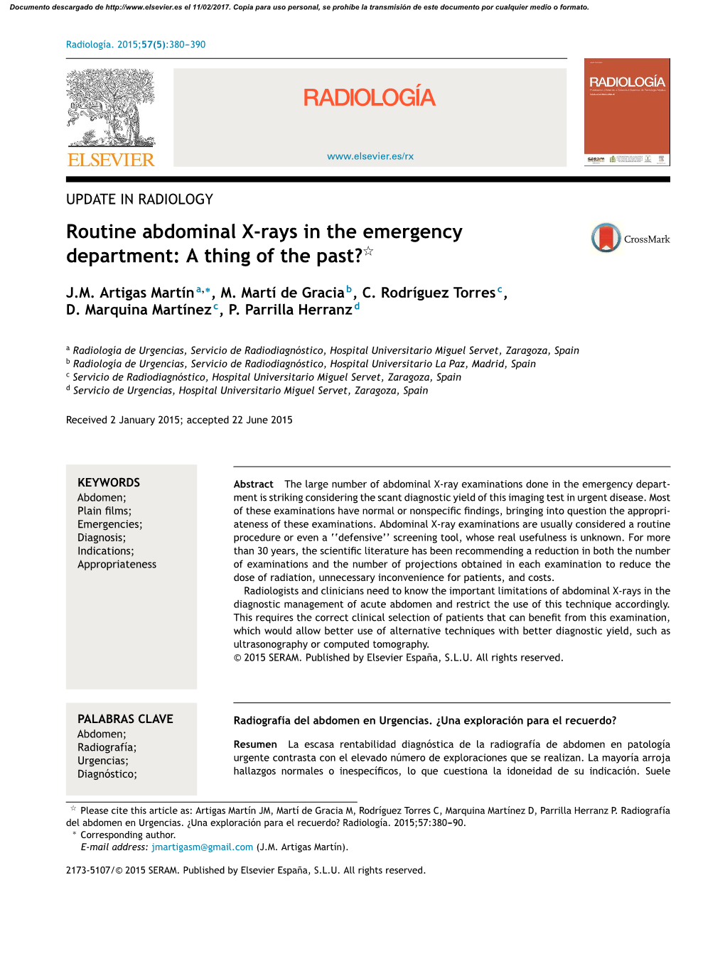 Routine Abdominal X-Rays in the Emergency Department 381