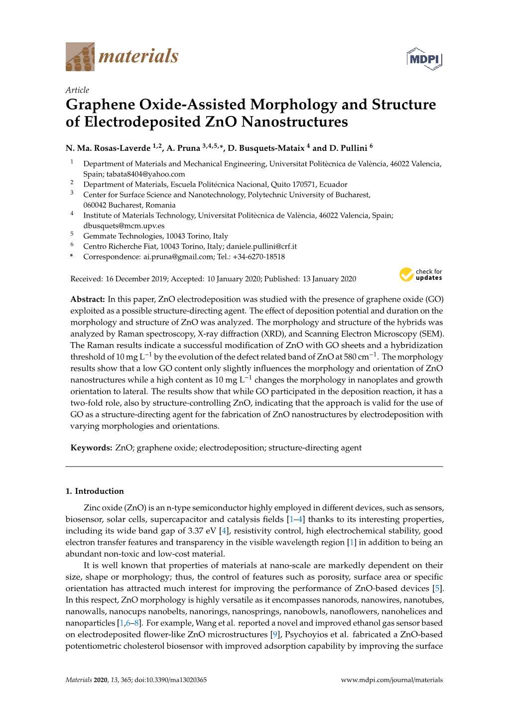 Graphene Oxide-Assisted Morphology and Structure of Electrodeposited Zno Nanostructures