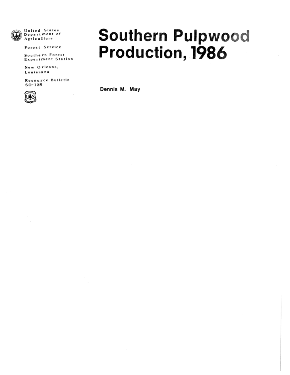 Southern Pulpwood Production, 1986