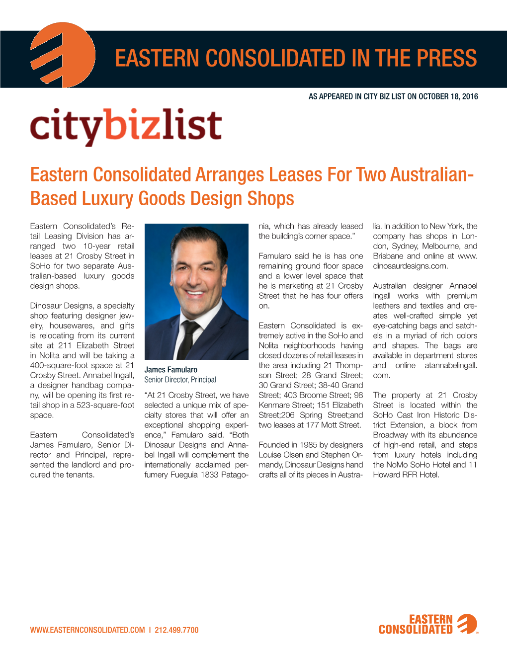 Eastern Consolidated in the Press