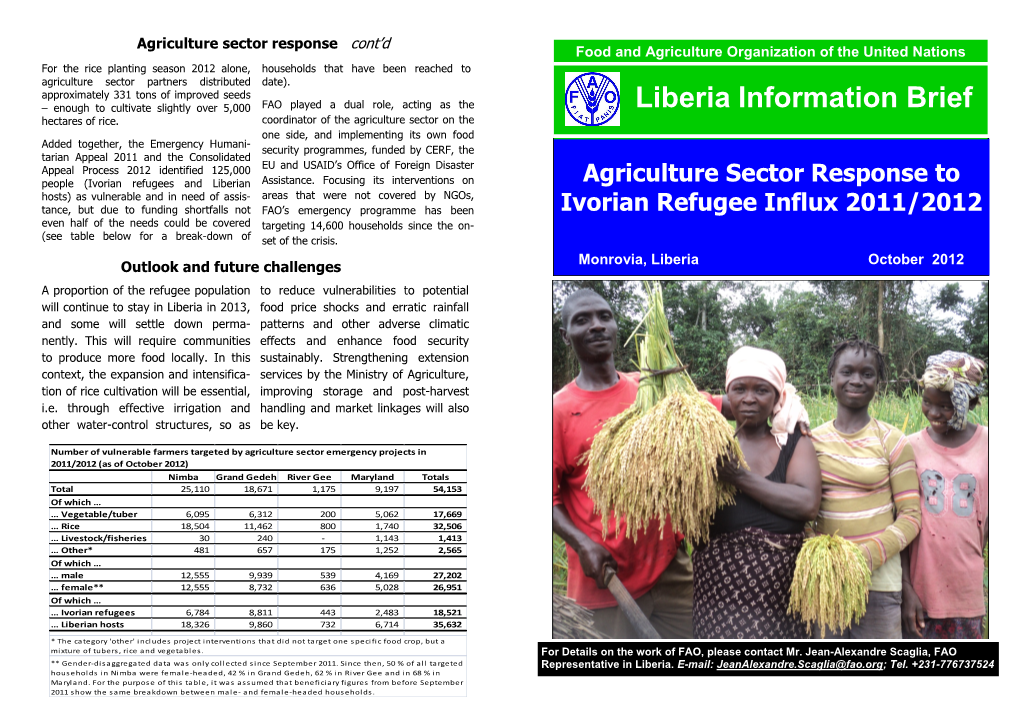 Liberia Information Brief Hectares of Rice