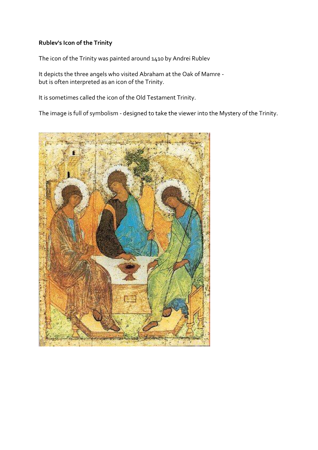 Rublev – Icon of the Trinity Reflection