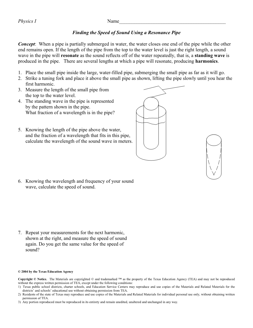 Finding the Speed of Sound Using a Resonance Pipe