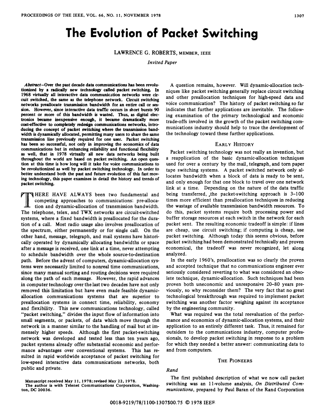 The Evolution of Packet Switching