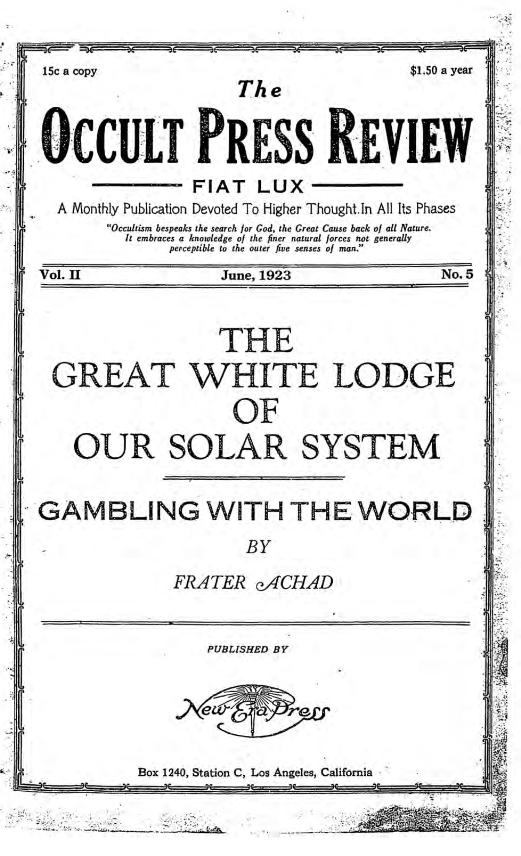 Occult Press Review V2 N5 Jun 1923