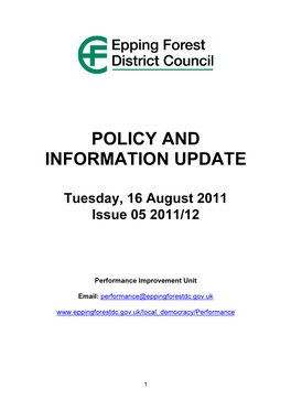 Agenda Frontsheet 16/08/2011, 00.00
