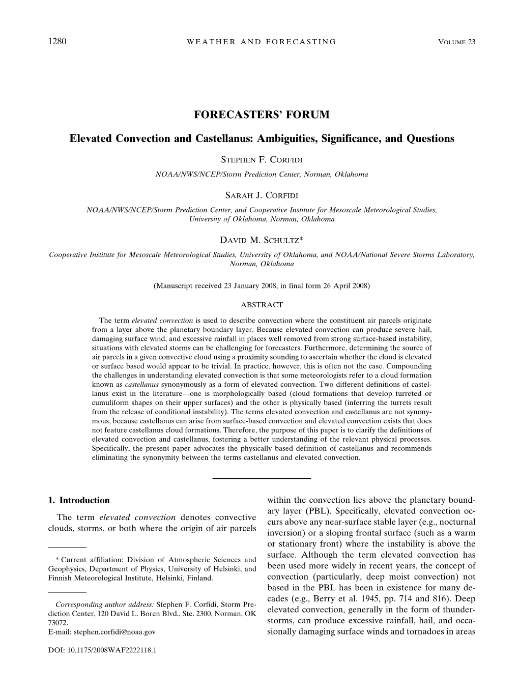 FORECASTERS' FORUM Elevated Convection and Castellanus