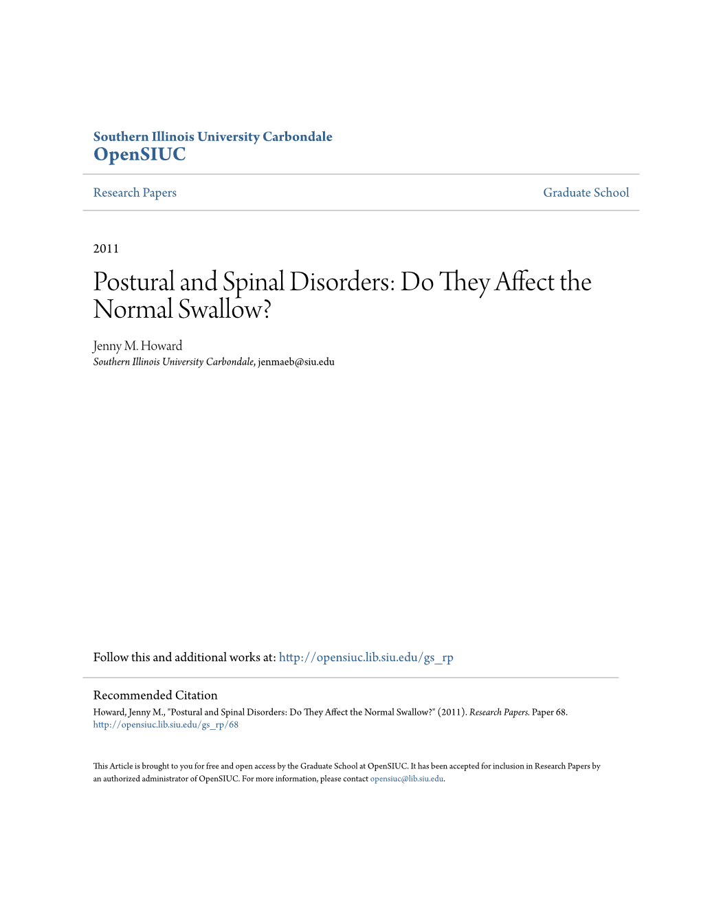 Postural and Spinal Disorders: Do They Affect the Normal Swallow? Jenny M