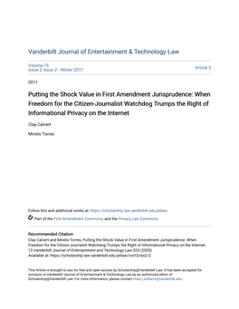 Putting the Shock Value in First Amendment Jurisprudence: When Freedom for the Citizen-Journalist Watchdog Trumps the Right of Informational Privacy on the Internet