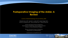 Postoperative Imaging of the Ankle: a Review