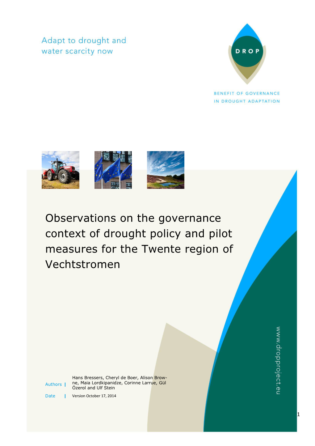 Observations on the Governance Context of Drought Policy and Pilot Measures for the Twente Region of Vechtstromen