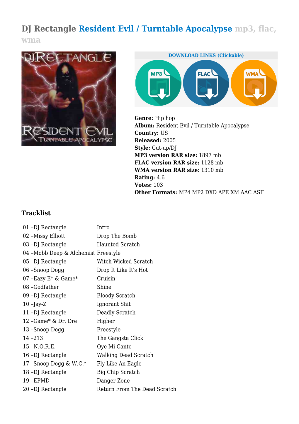 DJ Rectangle Resident Evil / Turntable Apocalypse Mp3, Flac, Wma