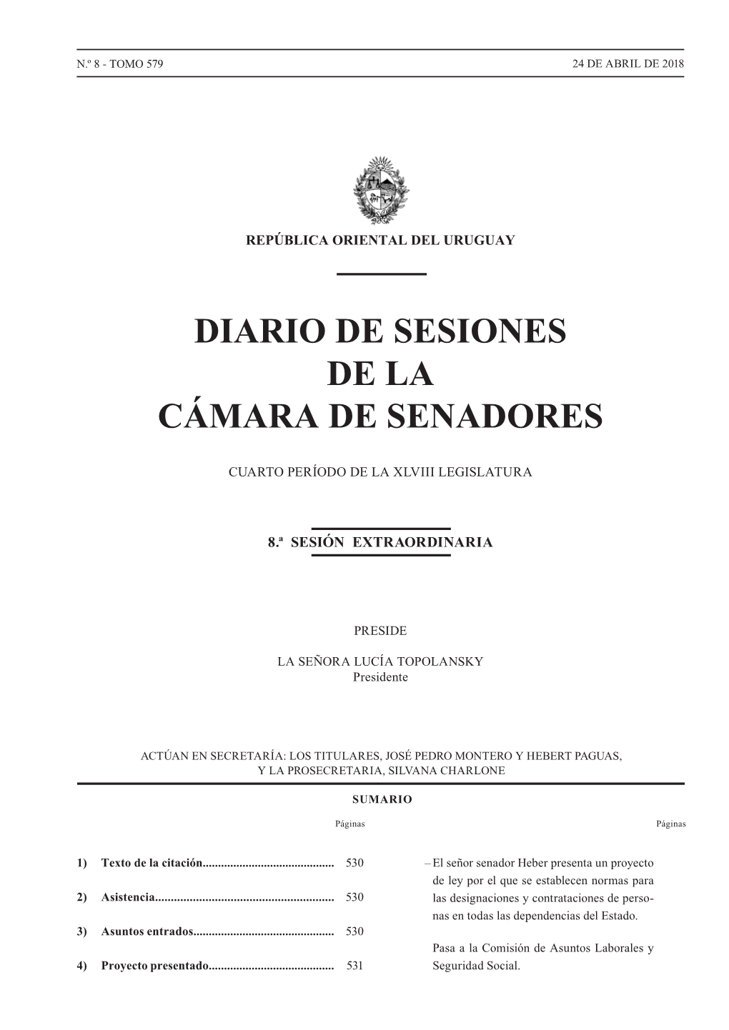 Diario De Sesiones De La Cámara De Senadores