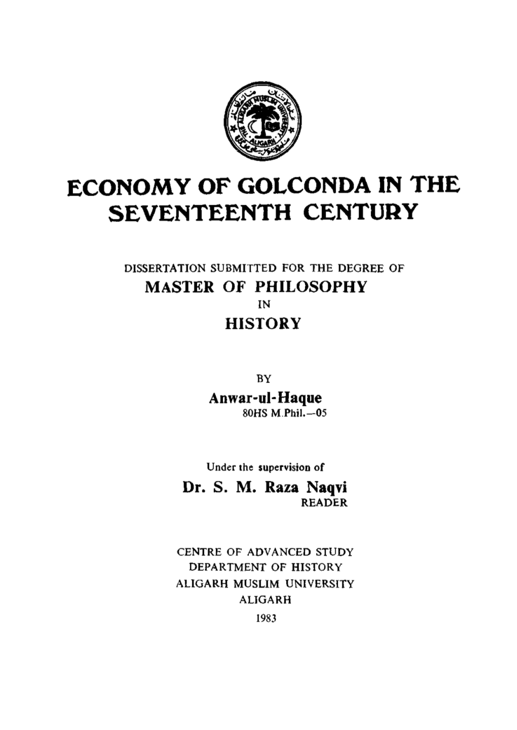 Economy of Golconda in the Seventeenth Century