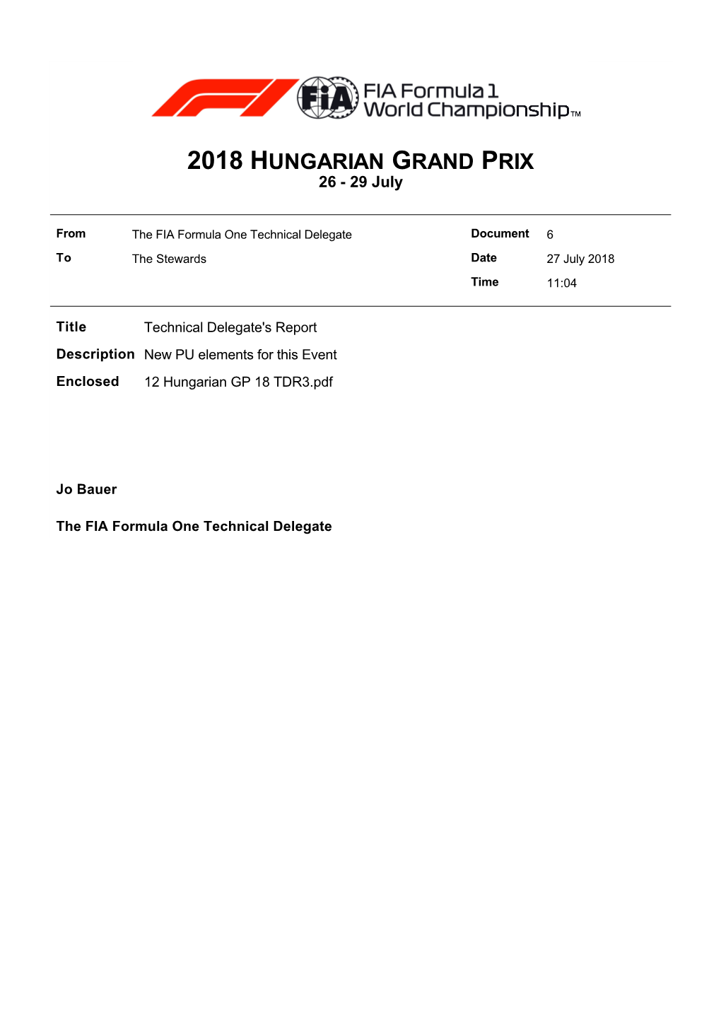 2018 HUNGARIAN GRAND PRIX 26 - 29 July