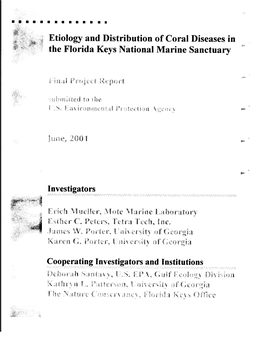 Etiology and Distribution of Coral Diseases in the Florida Keys National Marine Sanctuary Kft