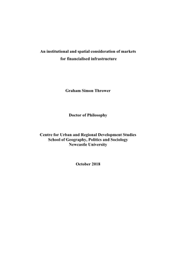 An Institutional and Spatial Consideration of Markets for Financialised Infrastructure
