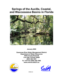 Springs of the Aucilla, Coastal, and Waccasassa Basins in Florida
