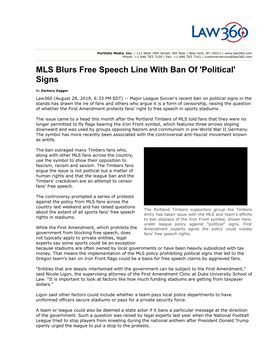 MLS Blurs Free Speech Line with Ban of 'Political' Signs